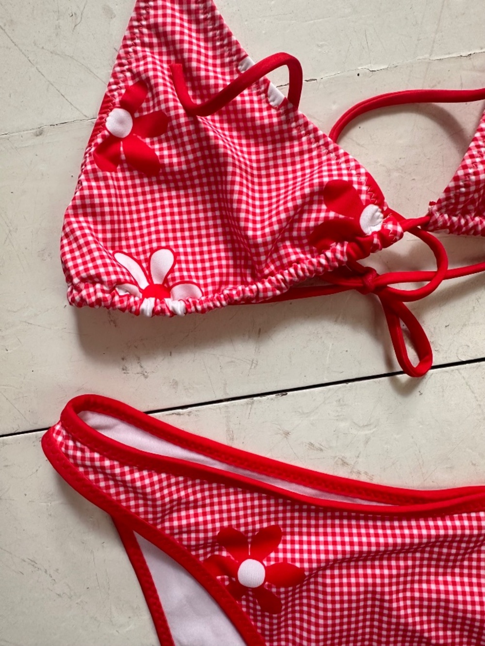 Heavy Manners Red Gingham and Flowers Bikini NWT - Picture 5 of 10